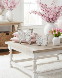 Whitewashed Carved Resin Butterfly