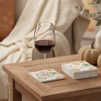 Ceramic Coaster Set of 6 Neutral Pumpkins