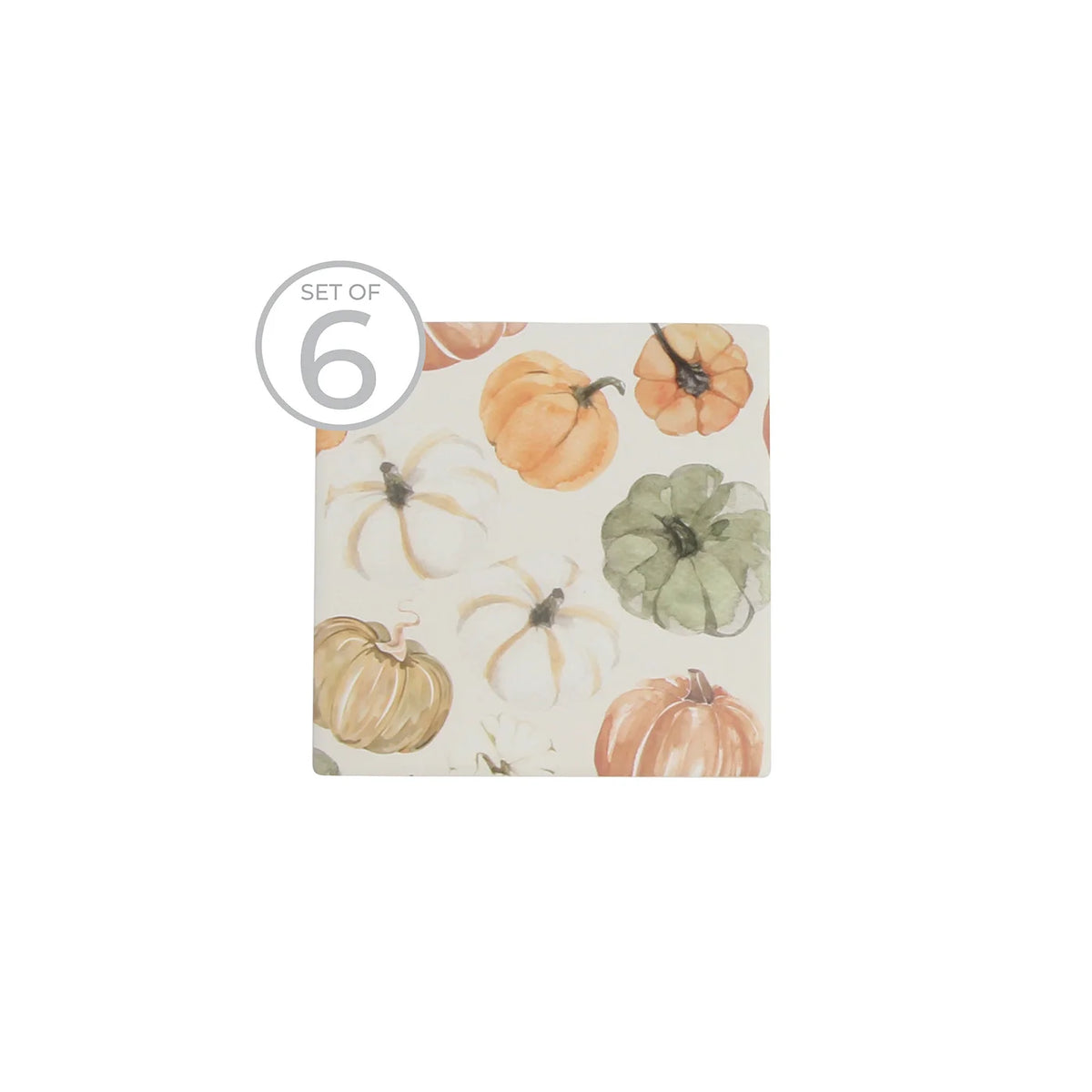 Ceramic Coaster Set of 6 Neutral Pumpkins