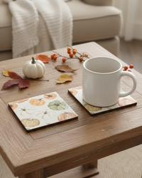 Ceramic Coaster Set of 6 Neutral Pumpkins