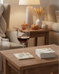 Ceramic Coaster Set of 6 Neutral Pumpkins