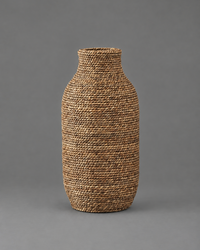 Woven Seagrass and Wood Vase
