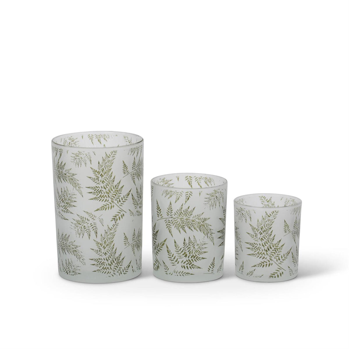 Fern Etched Frosted Glass Votive