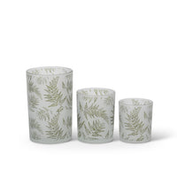 Fern Etched Frosted Glass Votive