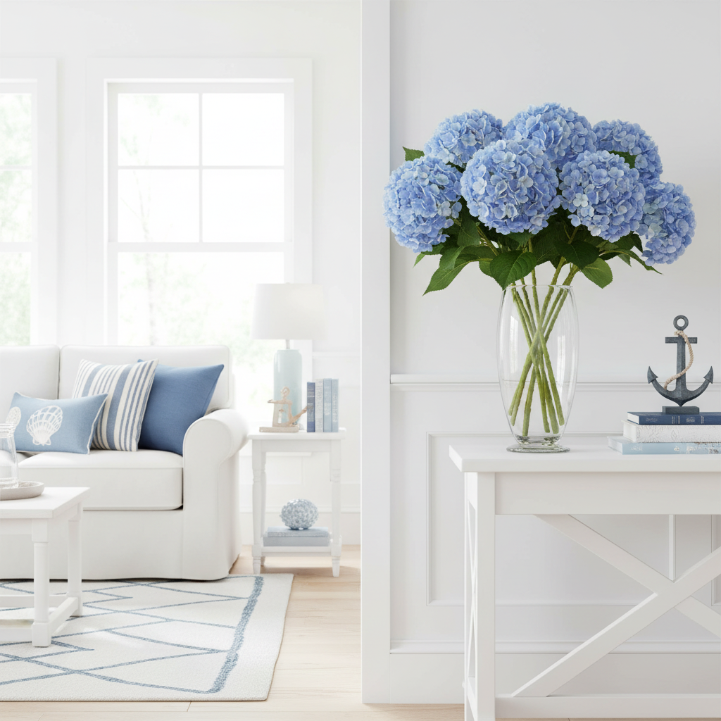 Blue Real Touch Hydrangea Stem 20"