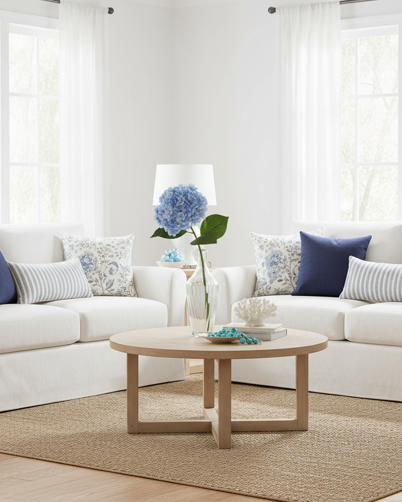 Blue Real Touch Hydrangea Stem 20"