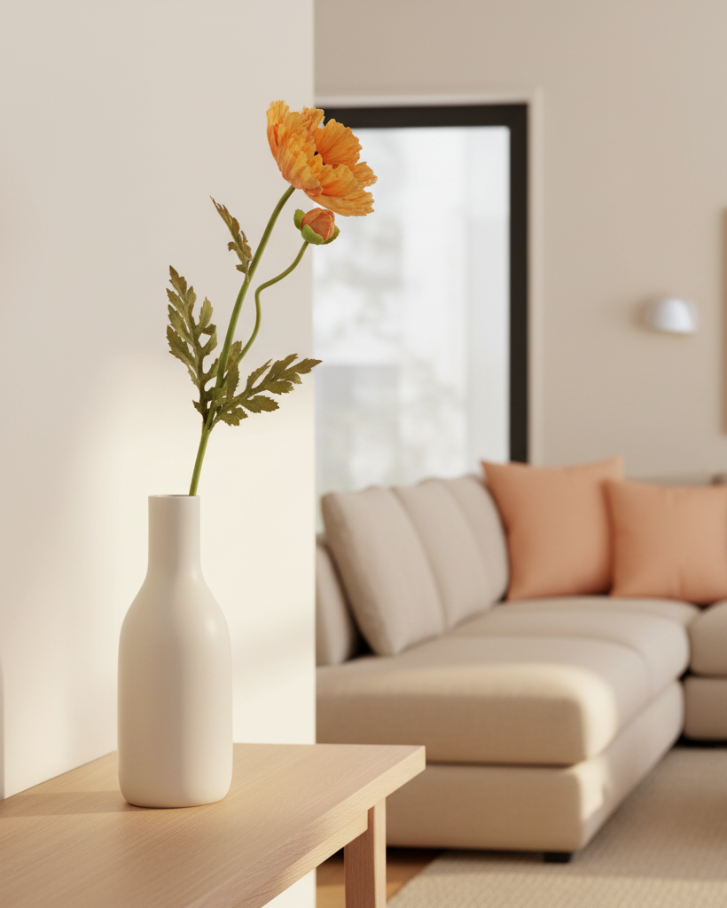 Light Orange Real Touch Poppy Stem 25.5"