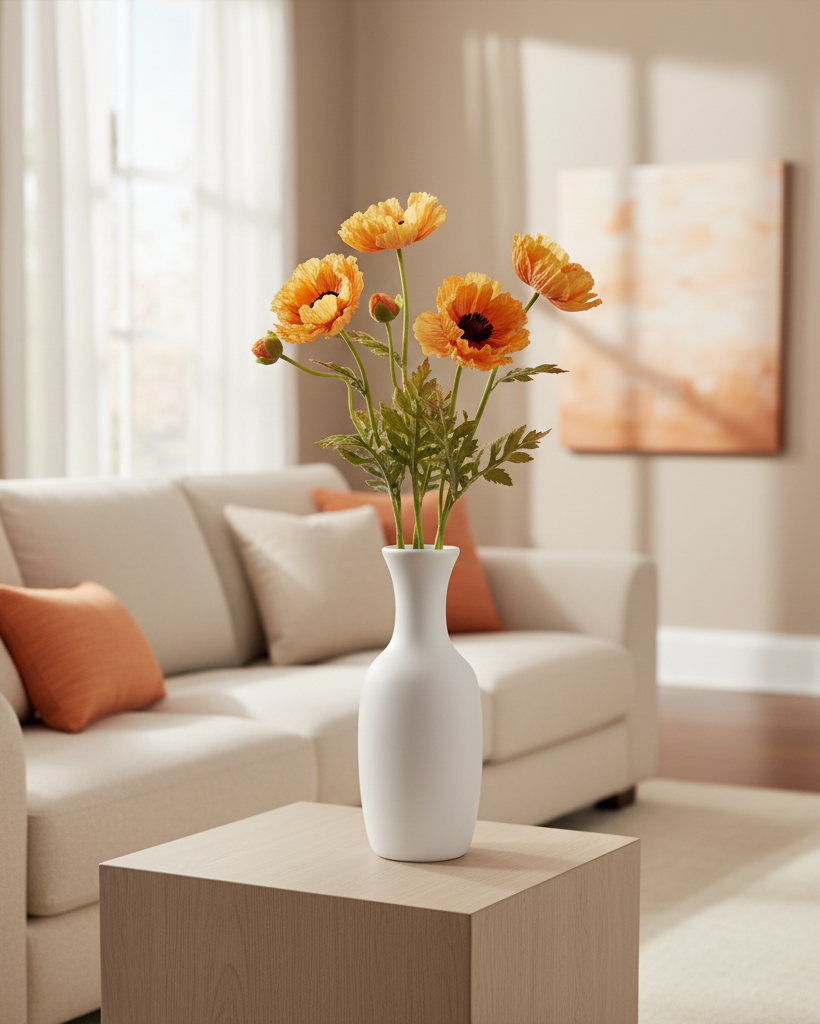 Light Orange Real Touch Poppy Stem 25.5"