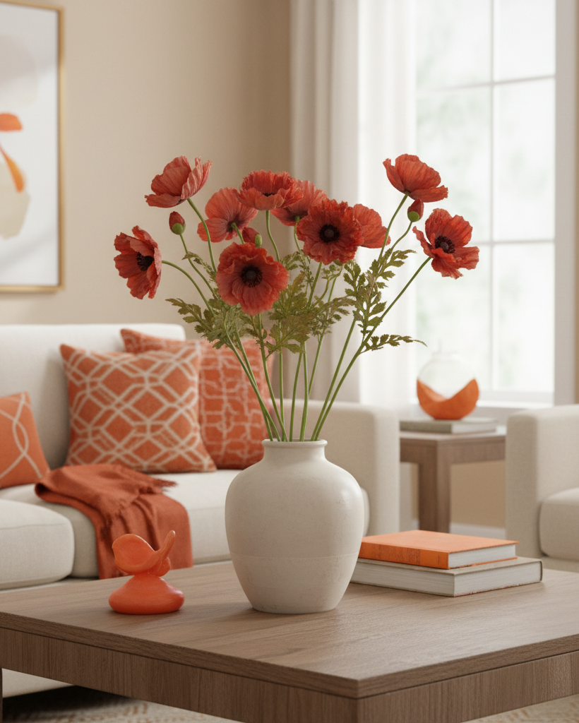 Orange Real Touch Poppy Stem 25.5"