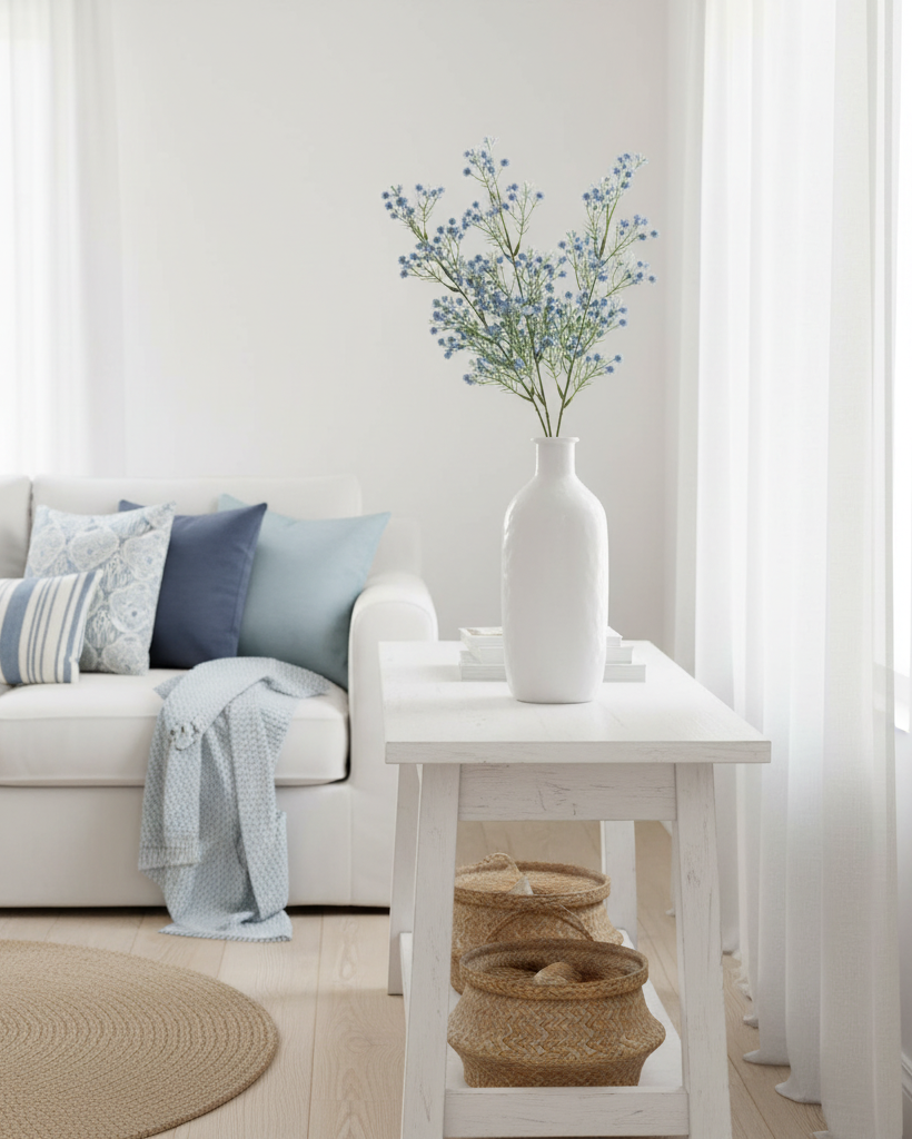 Blue Baby's Breath and White Berry Spray 26"