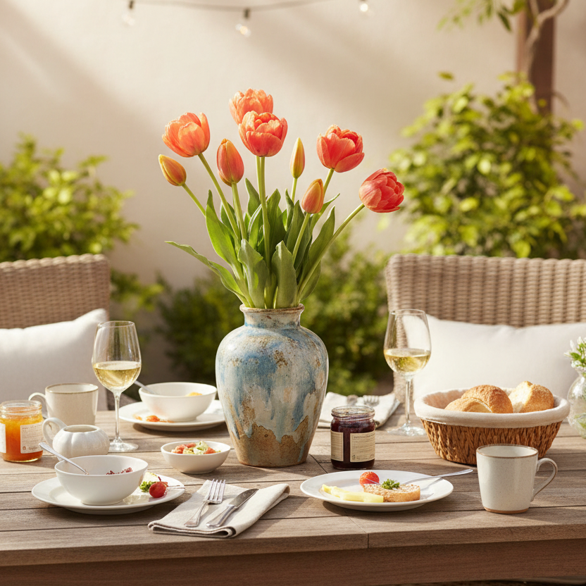 Tulip UV Resistant Orange Real Touch Bundle 15"