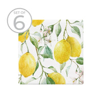 Coaster Set of 6 Fresh Lemon