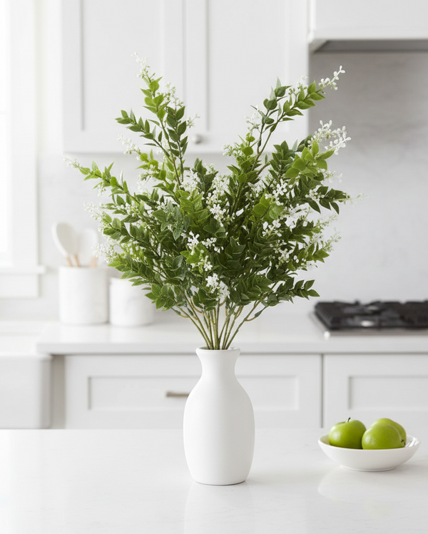 Mint Leaf and White Berries Bush 19"