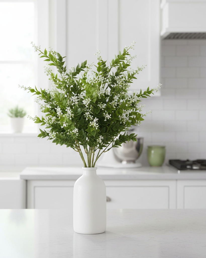Mint Leaf and White Berries Bush 19"