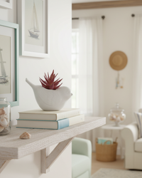 White Ceramic Bird with Succulent