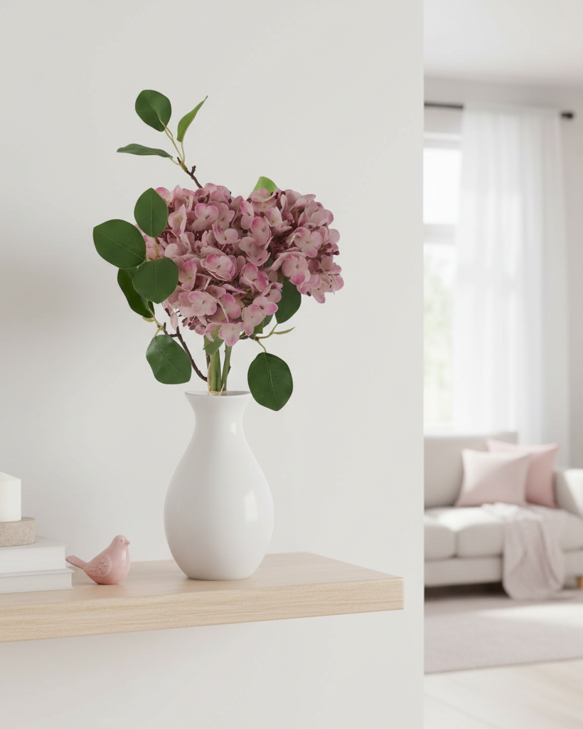 Pink Hydrangea Real Touch Bundle 12"