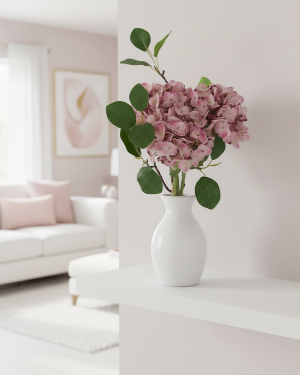 Pink Hydrangea Real Touch Bundle 12"