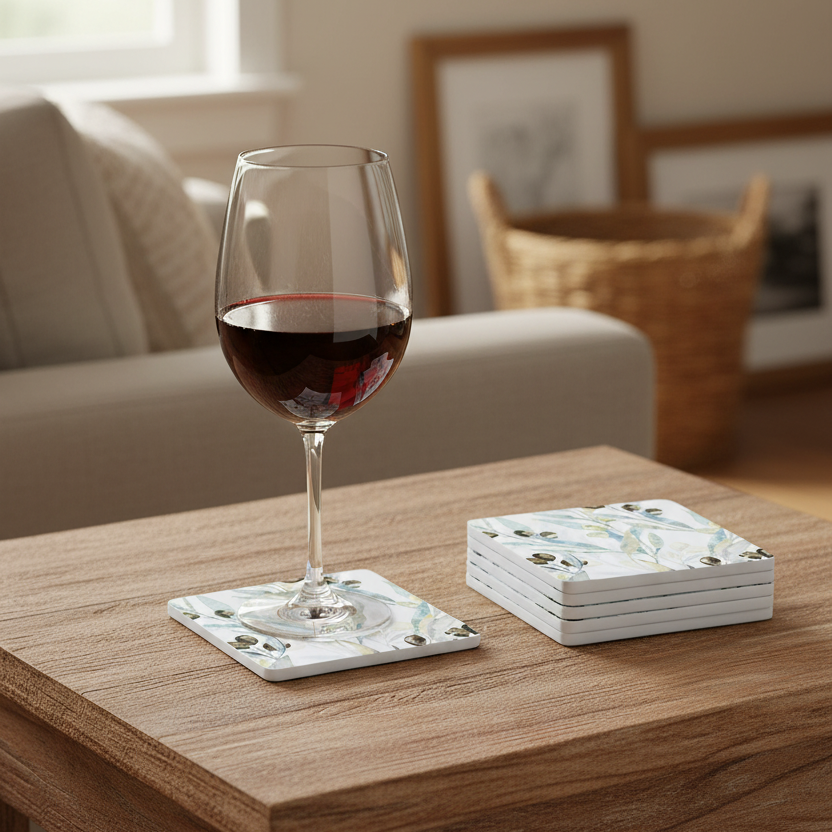 Ceramic Coaster Set of 6 Olive
