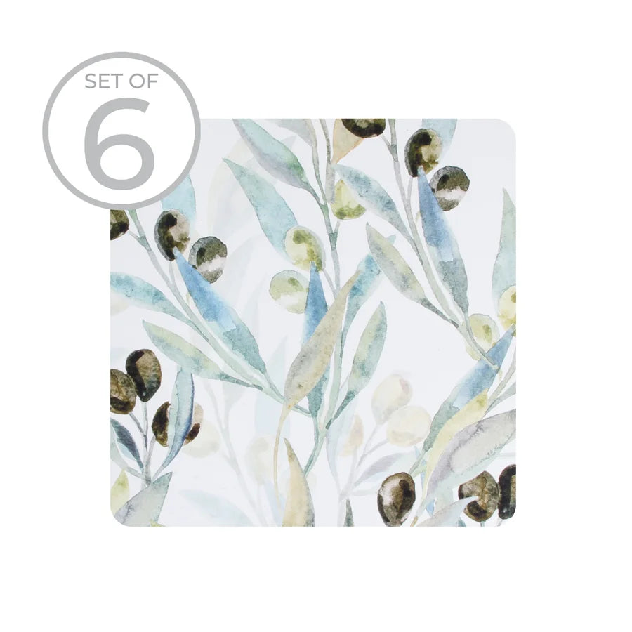 Coaster Set of 6 Olive