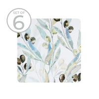Coaster Set of 6 Olive