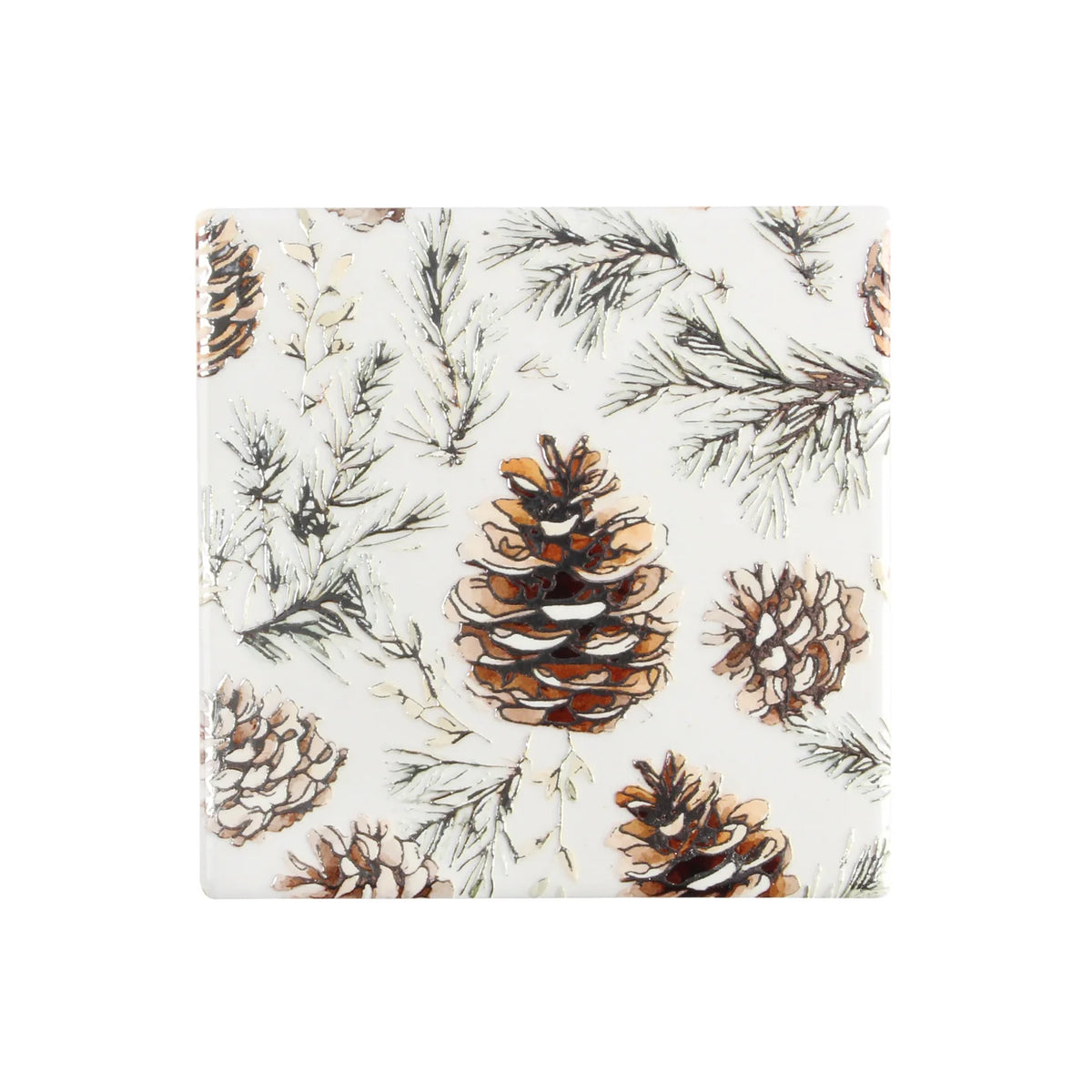 Ceramic Coaster Set of 6 Pinecone Firs