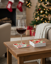 Ceramic Coaster Set of 6 Poinsettia