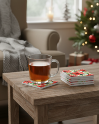 Ceramic Coaster Set of 6 Poinsettia