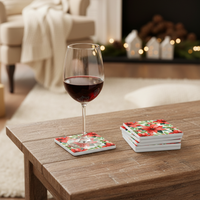 Ceramic Coaster Set of 6 Poinsettia