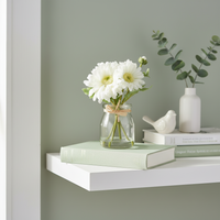 Mini White Daisy Bouquet in Glass Vase With Faux Water