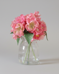 Mini Pink Cherry Blossom Bouquet in Glass Vase With Faux Water
