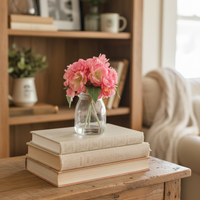Mini Pink Cherry Blossom Bouquet in Glass Vase With Faux Water