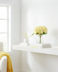 Mini Yellow Cherry Blossom Bouquet in Glass Vase With Faux Water