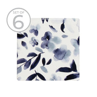 Coaster Set of 6 Watercolour Blue Floral