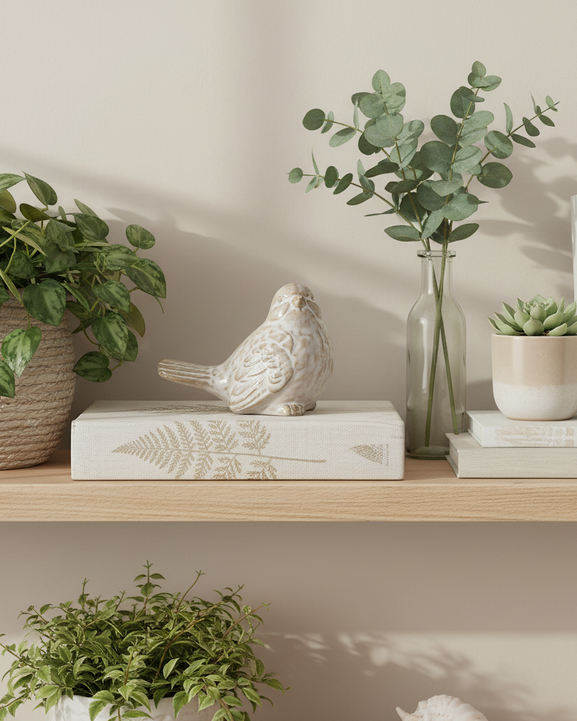 Cream and Taupe Glazed Bird