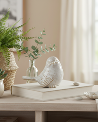 Cream and Taupe Glazed Bird