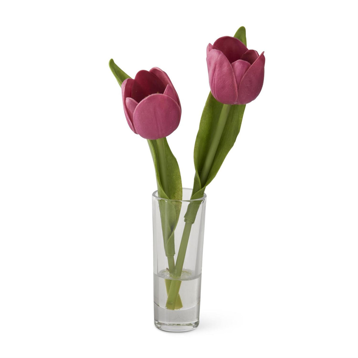 Fuchsia Real Touch Tulip Duo in Glass Vase With Faux Water