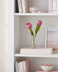 Fuchsia Real Touch Tulip Duo in Glass Vase With Faux Water