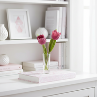 Fuchsia Real Touch Tulip Duo in Glass Vase With Faux Water