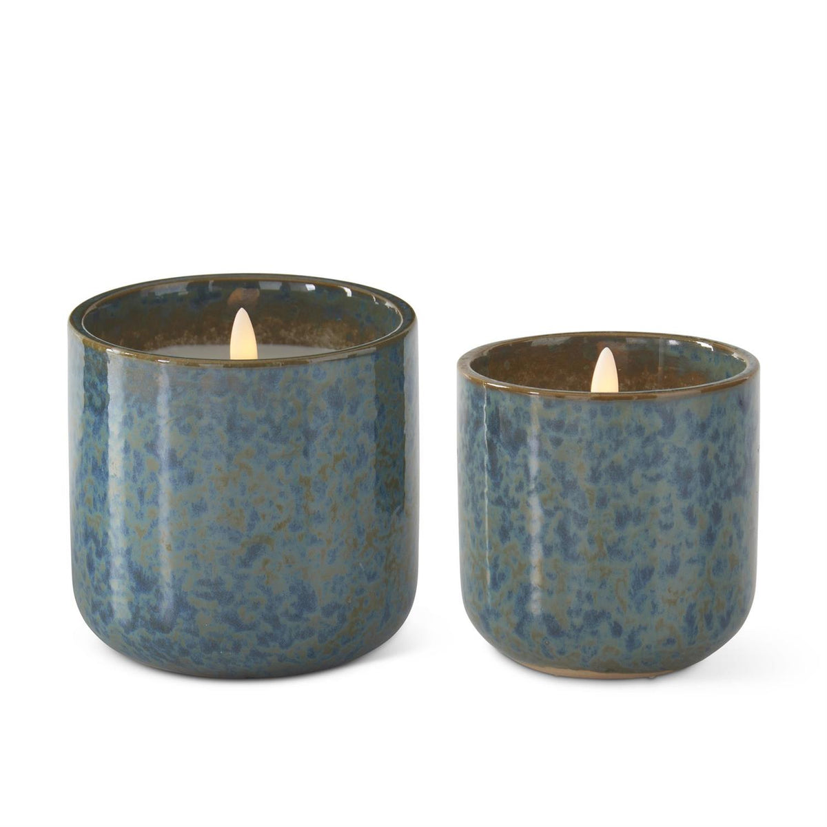 Ceramic Glazed Flicker Flame LED Candle Blue Green