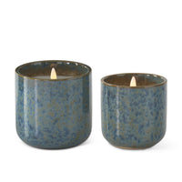 Ceramic Glazed Flicker Flame LED Candle Blue Green