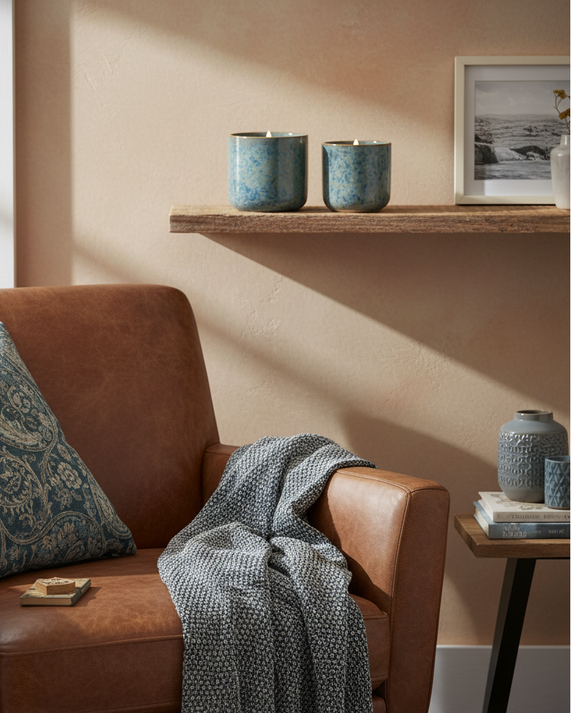 Ceramic Glazed Flicker Flame LED Candle Blue Green