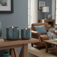 Ceramic Glazed Flicker Flame LED Candle Blue Green