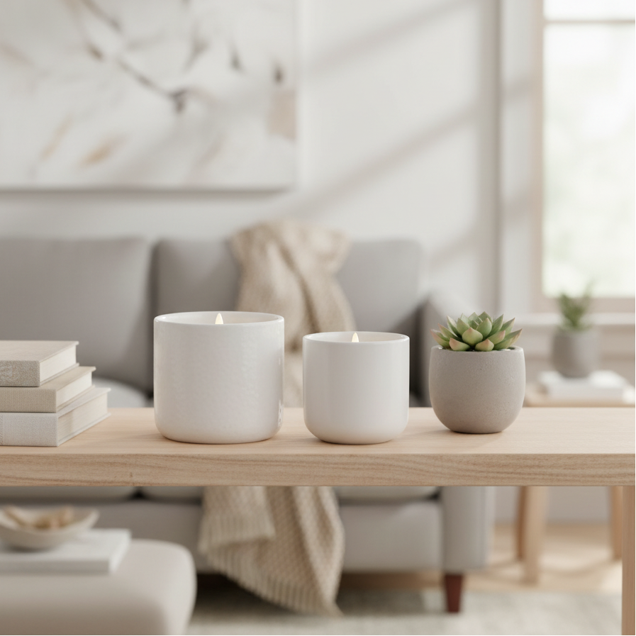 Ceramic Glazed Flicker Flame LED Candle White