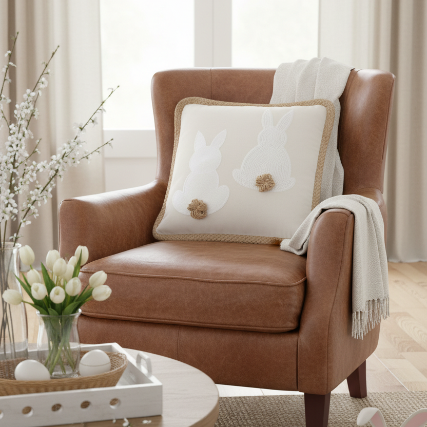 Embroidered Bunny Pillow