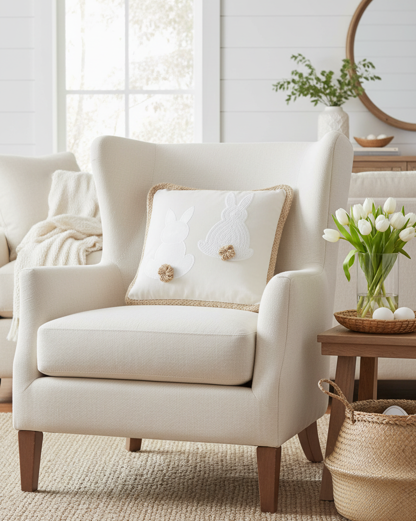 Embroidered Bunny Pillow