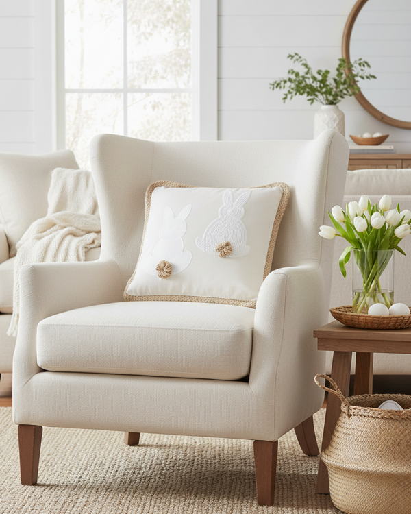 Embroidered Bunny Pillow