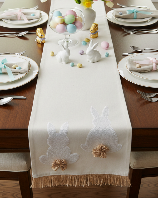 Embroidered Bunny Table Runner