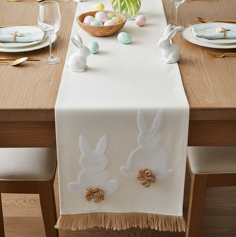 Embroidered Bunny Table Runner