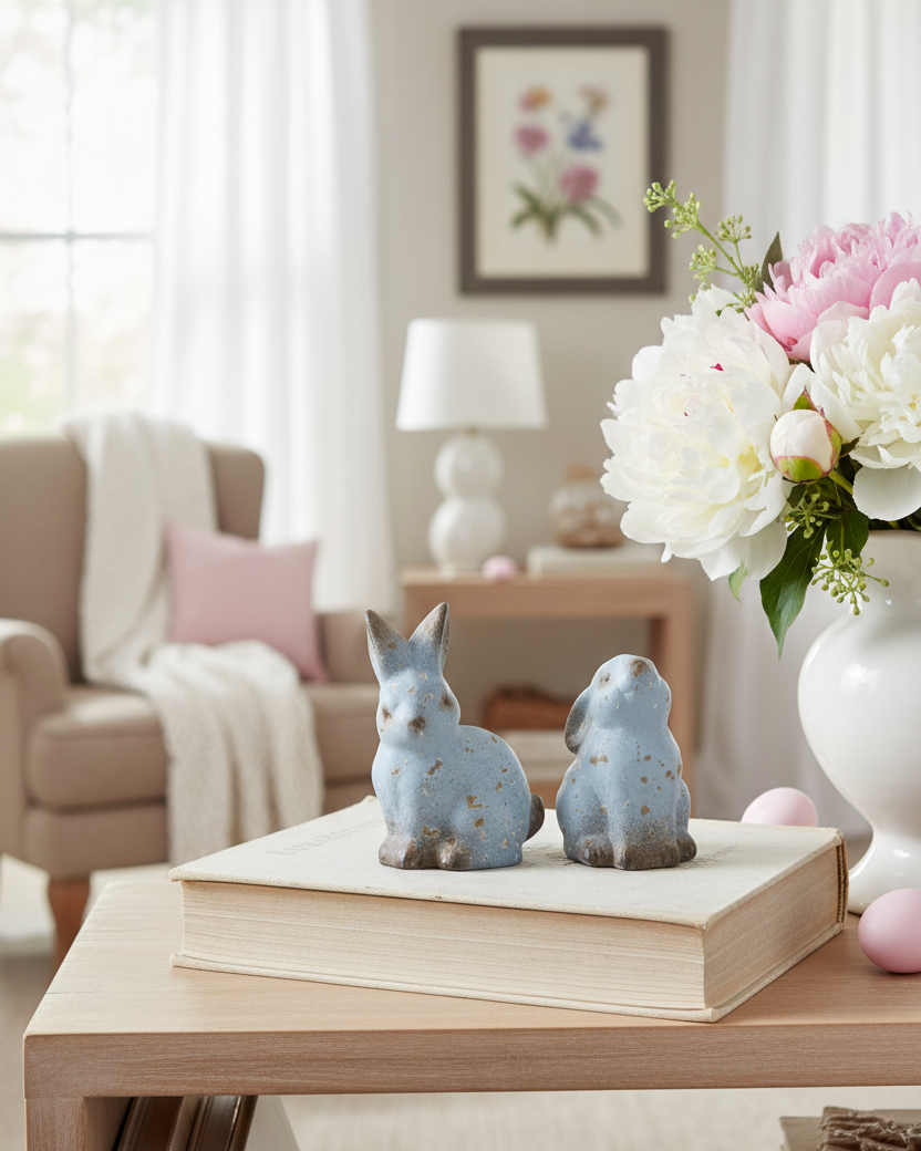 Weathered Blue Terracotta Bunny