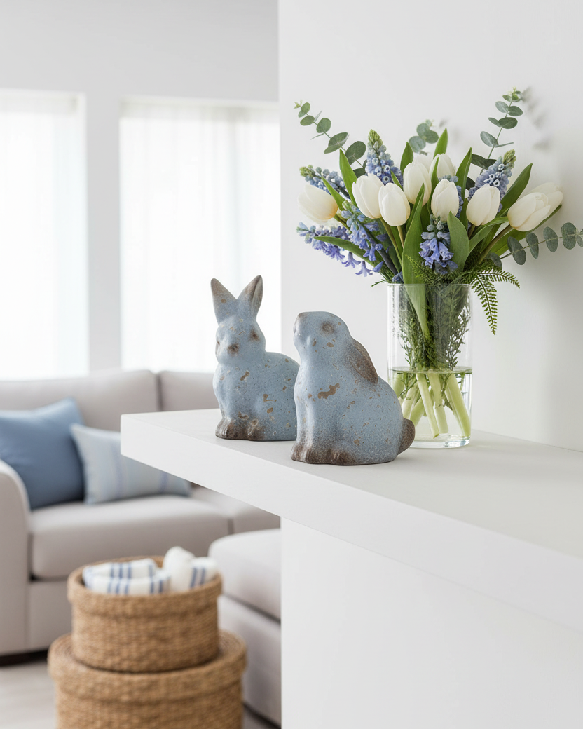 Weathered Blue Terracotta Bunny